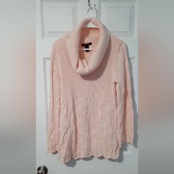 Style & Co Pink Cowl Neck Sweater with Ribbed Texture - Picture 1 of 4